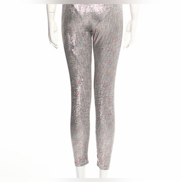 Paco Rabanne Bodyline Colorblock Multicolor Metallic Knit Leggings - Picture 5 of 7